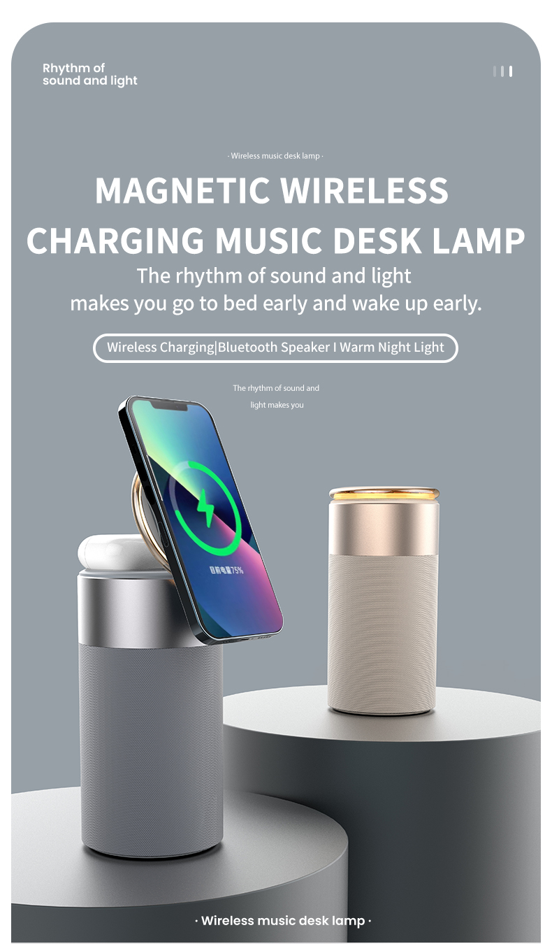 15W Maximum Output Power Grey Wireless Charger Adapter for Fast Charging Mobile Phones
