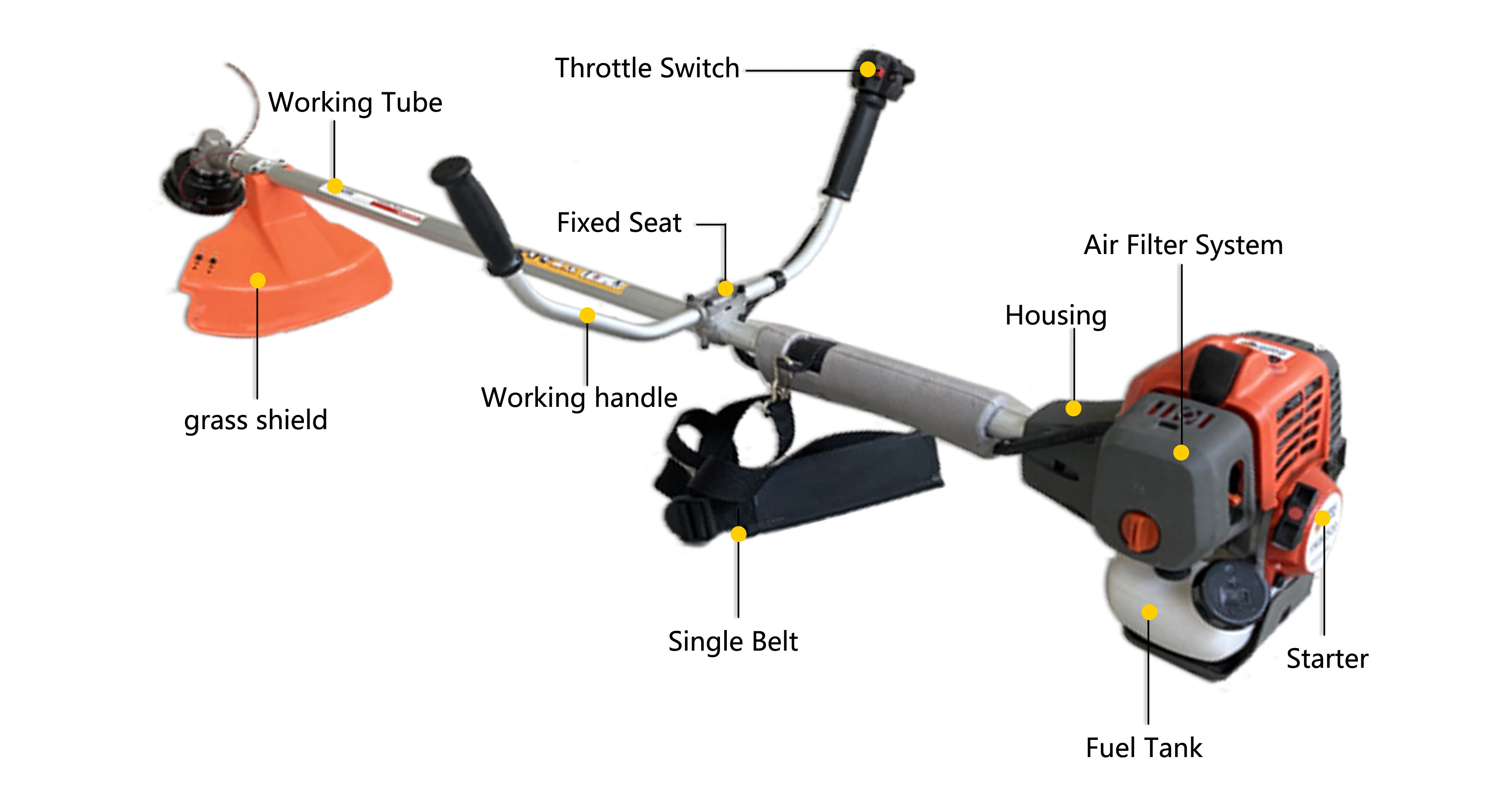 Anti Slip Two Stroke Brush Cutter 51.7CC 1.4KW Multi Function