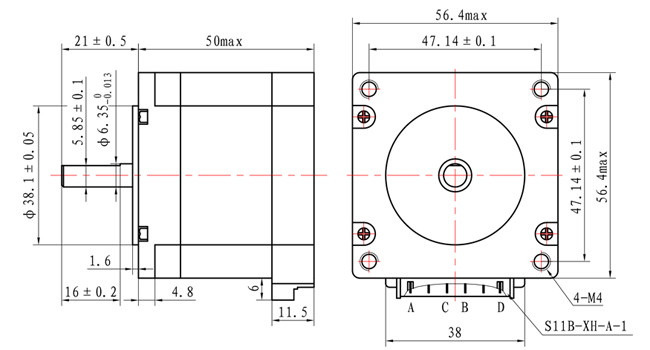 57*57*50mm 0.9N.M NEMA 23 Stepper Motor For CNC Robots Textile Machinery