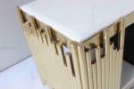 Living Room White And Gold Tv Console Table Marble Top Stainless Steel With