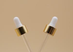 China 18 / 410 Essential Oil Dropper , Gold Collar Glass Droppers For Essential Oils wholesale