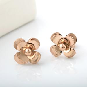 China Rose Shape Stainless Steel Earrings, Fashion Jewelry Rose Gold Earring wholesale