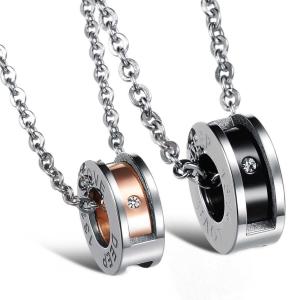 China New Fashion Tagor Jewelry 316L Stainless Steel couple Pendant Necklace TYGN079 wholesale