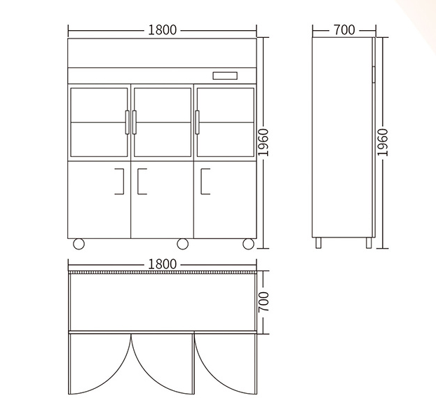 Stainless Steel Refrigeration Equipment for Kitchen 2/3/4/6 Door Refrigerator/Freezer