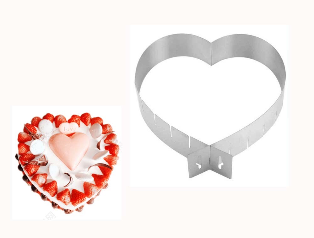 Baking Tool 6 Inch-11 Inch Stainless Steel Heart Shape Cake Mould Adjustable Size DIY Cutter Mould Ring Mold
