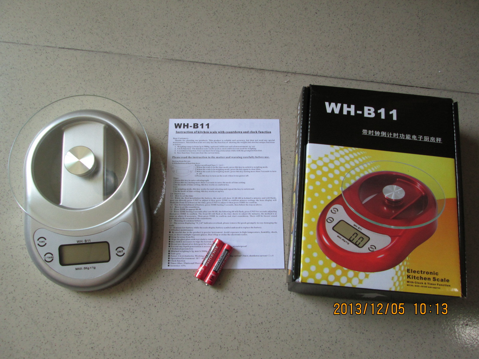 Cooking Measuring Home Electronic Scale Selectable Color With Over Load Indication