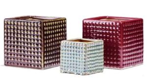 China Small Square 12x12x12cm Glazed Ceramic Indoor Pots wholesale