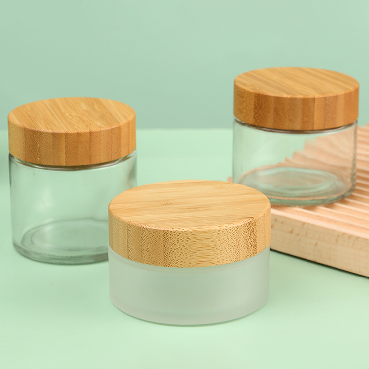 15g 30g 50g 100g Frosted Clear Glass Cream Jar with Gold Silver Screw Lid Customized Logo and Frosted Glass Base Material