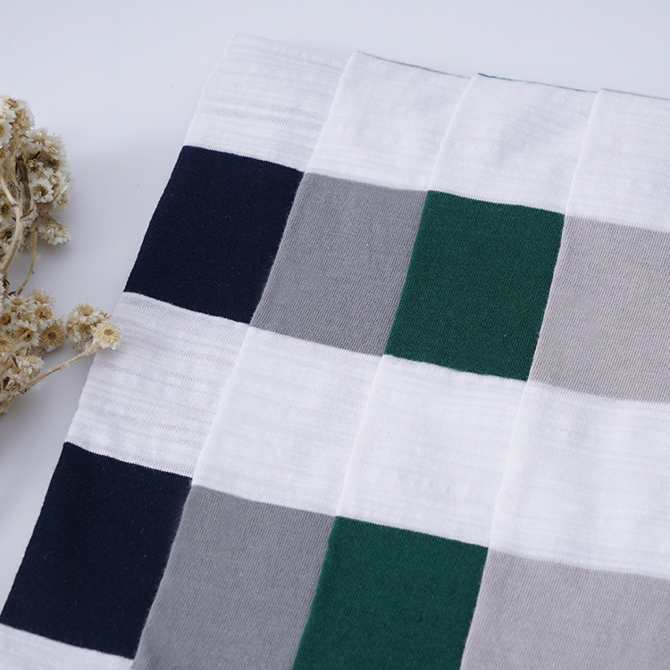 Low Shrinkage Stripe Stretch Fabric , Summer Wear Resisting Slub Cotton Fabric