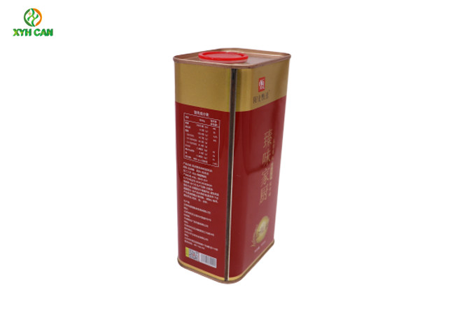 Custom Printed Rectangular Metal Tin Can Metal Tinplate Container For Olive Oil with Plastic Lid