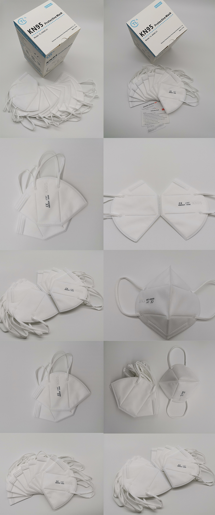 Stock CE EN149 FFP2 BSI Kn95 Earloop Type 5 Layer Face Mask