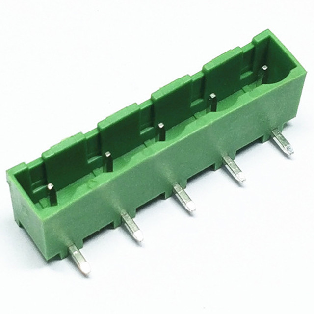 term block hdr edg 3.81/5.00/5.08/7.62mm ptich header, male pins, shrouded (4 Side) right angel through hole