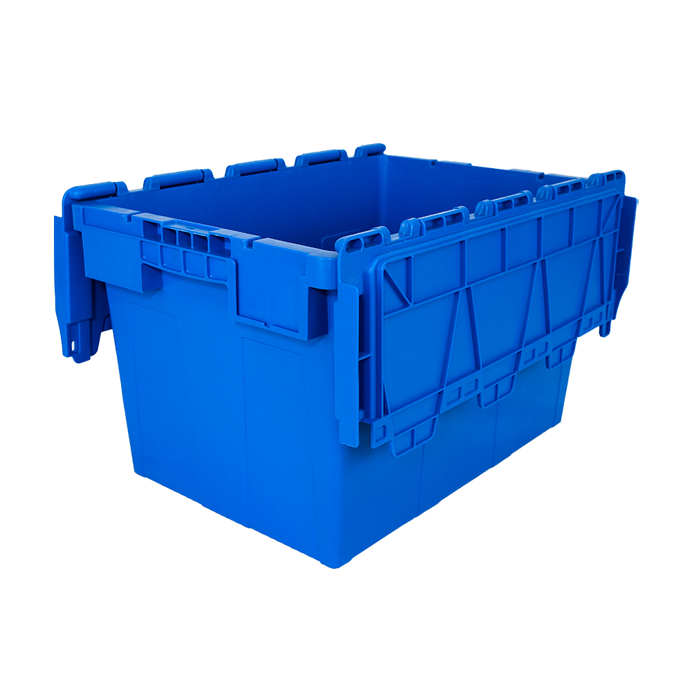 Customized Color Logistic Moving Turnover Attached Lid Crate for Stackable Container