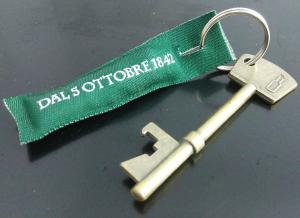 China bottle opener keyring with ribbon printed information wholesale
