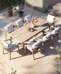 Pastoral Style Teak Wood Table And Chair Luxury Woven Rope Outdoor Furniture For