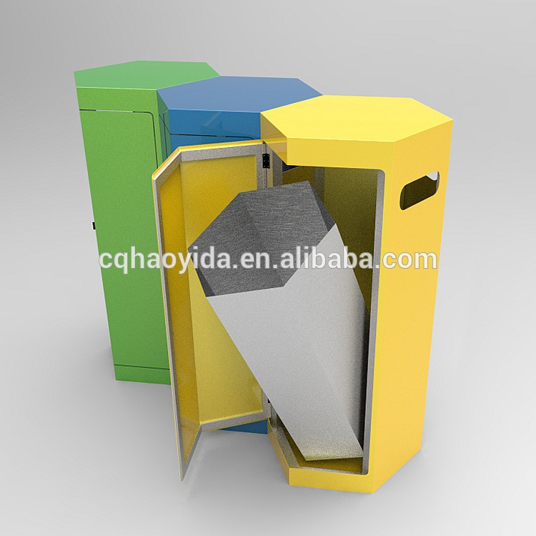 Haoyida Outdoor Metal Trash Bin Contemporary Modular Recycling Bin Urban Street Park Waste Bin