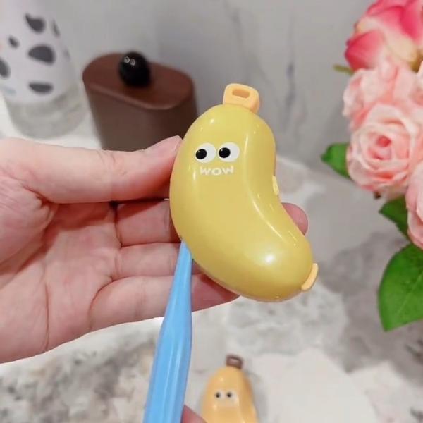 Banana-Shaped Toothbrush Cover And Silicone Toothpaste Travel Container Set – Cute Portable Travel Toothbrush Holder + Leak-Proof Toothpaste Tube Case