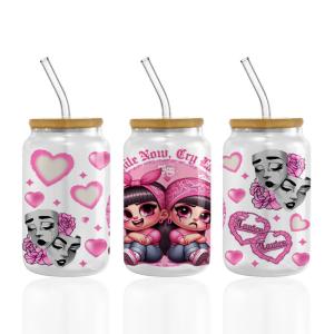 China Valentine'S Day UV DTF Cup Wrap Transfers For Cups Wraps Custom Logo Spanish Tumbler wholesale