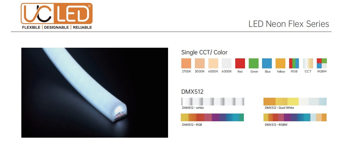 Illumination Top Bend Neon LED Lighting Strip 180° Wide Angle IP65 Waterproof Dustproof