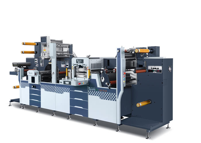 MDC-360 plus four flexo station roll to roll cold stamping lamination and flatbed or rotary die cutting machine