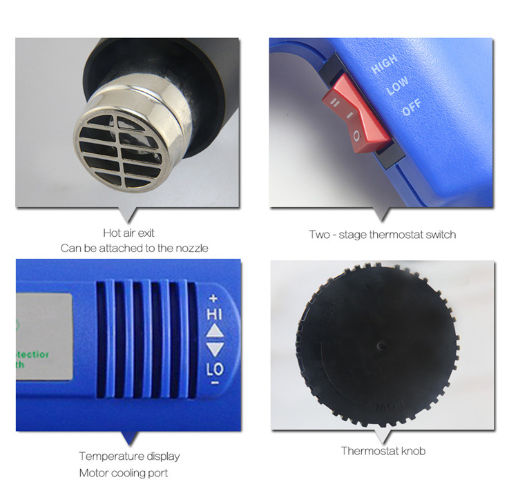 1918 Hot Air Heat Gun 1800w High Power Heat Gun With Temperature Control