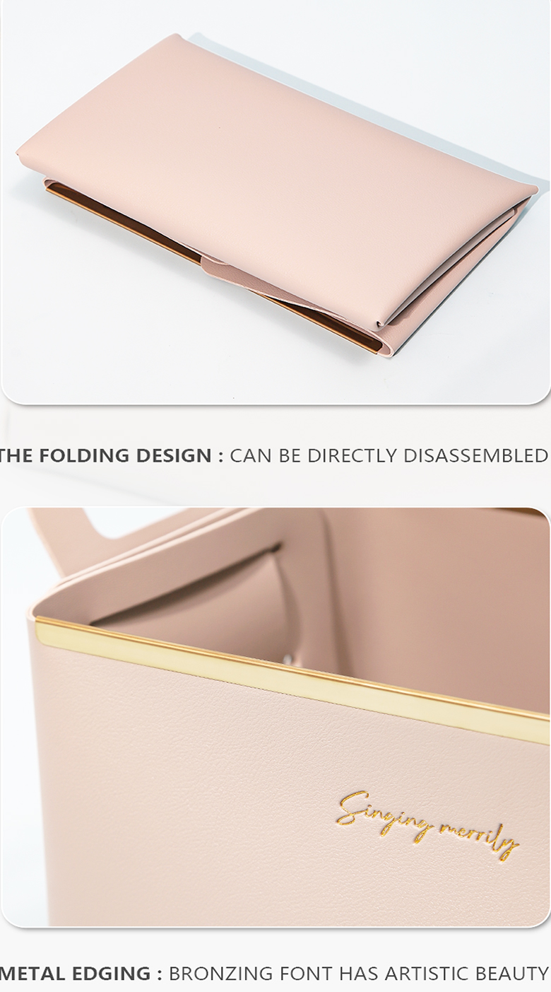 24*14*13cm Eco-Friendly Washable PU Leather Foldable Shoe Box Custom Storage Pack Boxes