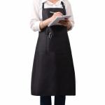 Sleeveless Chef Bib Waterproof Kitchen Apron Long Smooth Surface Black
