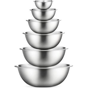China 6pcs Stacking Nesting Stainless Steel Mixing Bowls For Space Saving Storage wholesale