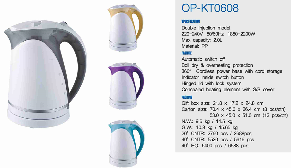 Auto Shut-off Electric Water Kettle with Fast Heating Speed and Electric Power Source
