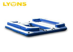 China Summer Inflatable Floating Island Lounge With 5 Seater / 4 Drink Holders on sale