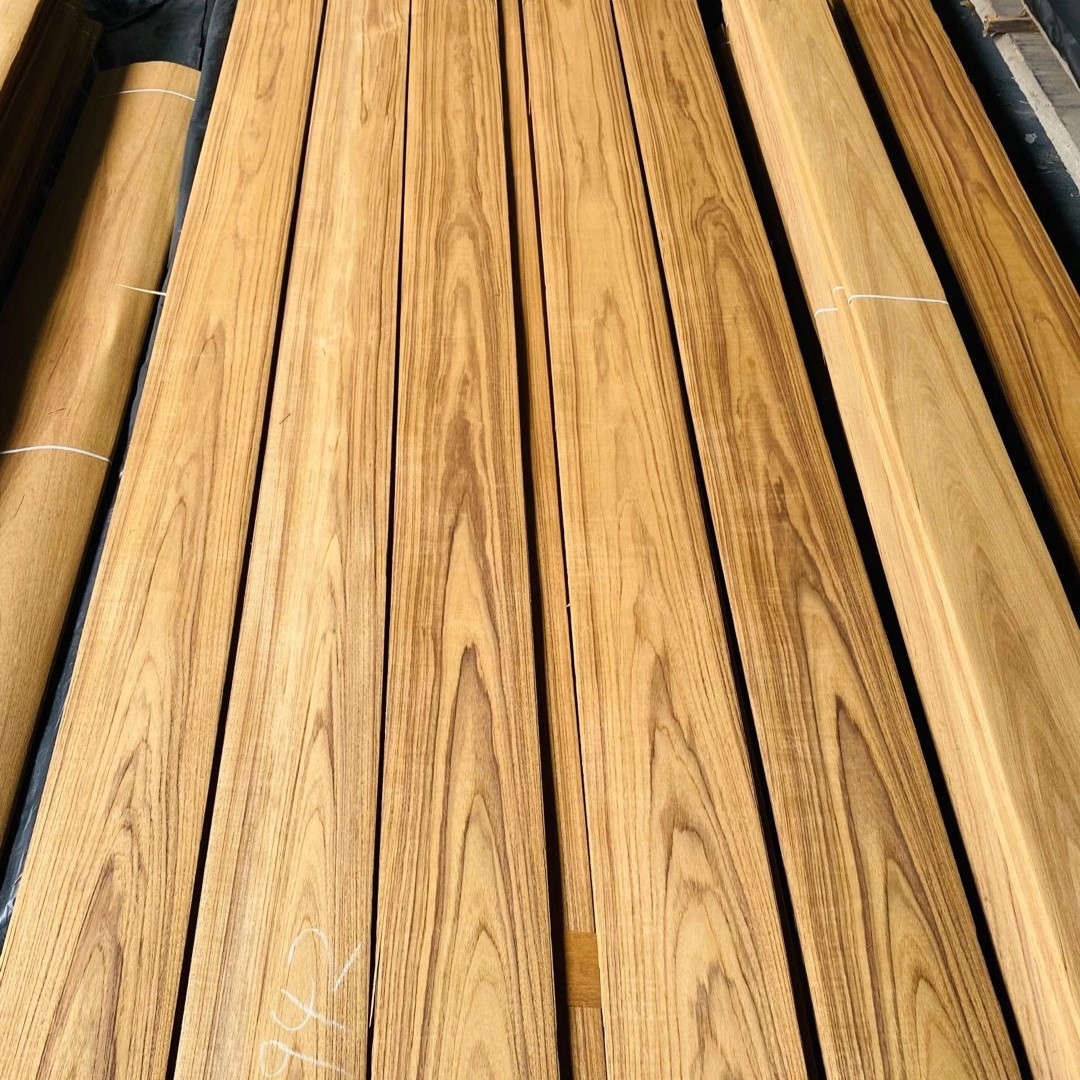 Factory Supply Natural Teak Wood Veneer Sheets 0.45mm 0.5mm 1mm 2mm 3mm Flat Cut Teak Veneers Wood