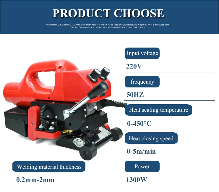 Portable 1.3KW Plastic Geomembrane Welding Machine with Accurate Temperature Control