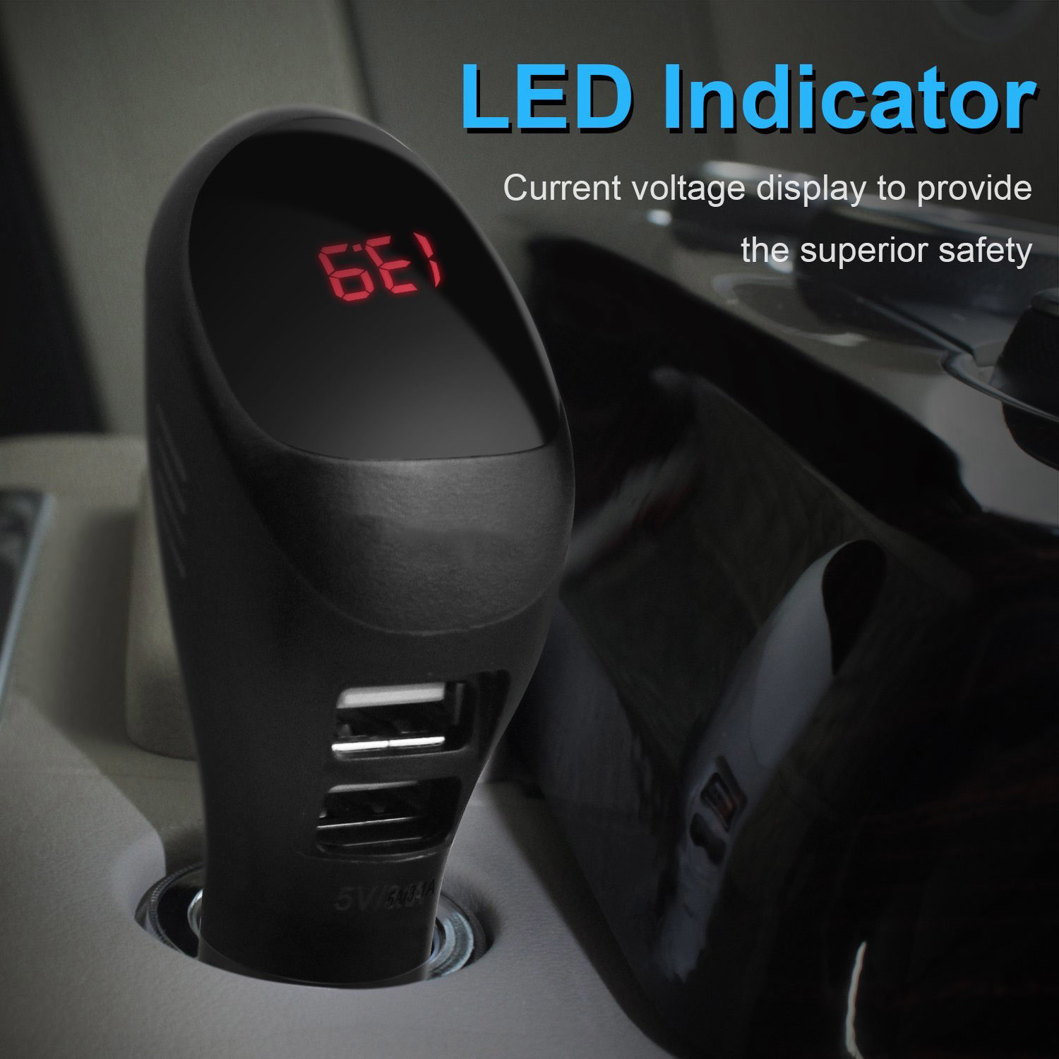 2 USB Port Smart Car Charger With Ionic Air Cleaner Ionizer , Car Air Purifier