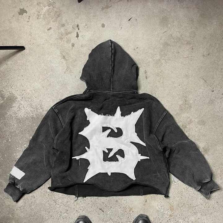 100% Cotton Custom Embroidered Sun Faded Cut Edge Acid Wash Cropped Hoodies for Men