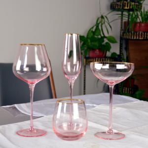 China Gold Rim Pink Crystal Wine Glass For Holiday Party wholesale