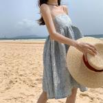 Vacation Leisure Sleeveless A Line Dress Retro Three Dimensional Printing