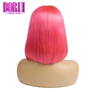 China Brazilian Colored Bob Wig , Rose Red Wig13*4 Virgin Hair Full Cuticle Aligned wholesale