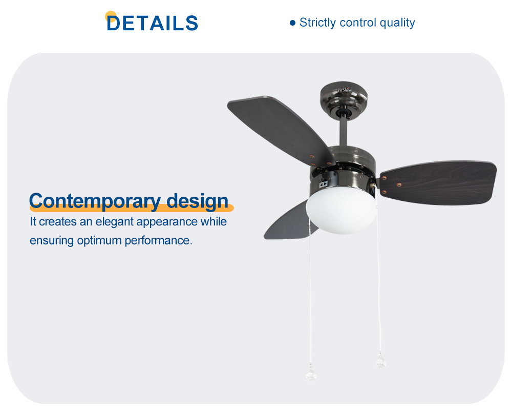 1stshine 30 Inch Pure Copper Reversible Motor Ceiling Fan with Pull Chain Small Size