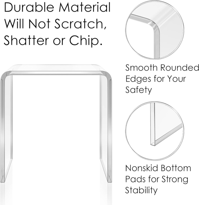 High Transparency Acrylic Side Table U Shape Multipurpose Use Lucite Coffee Table