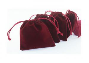 Personalized Red Velvet Drawstring Pouch Foil Logo For Jewelly Packaing