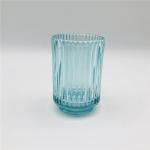 Vertical Stripe Design Glass Bathroom Accessories Set Modern Round Shape