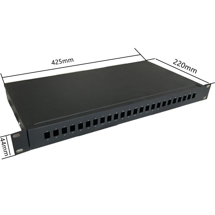 Fixed Rack Mount Fiber Optic Patch Panel 1U 19" 24 Port ODF SC Simplex Adapter