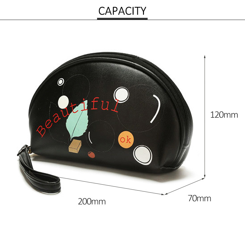 Simple Black L20*D7*H12 Cm PU Cosmetic Bag For Ladies