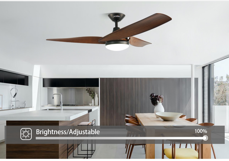 Home Hotel Office 52 Inch High Airflow LED Ceiling Fan with Remote and Metal Body Design