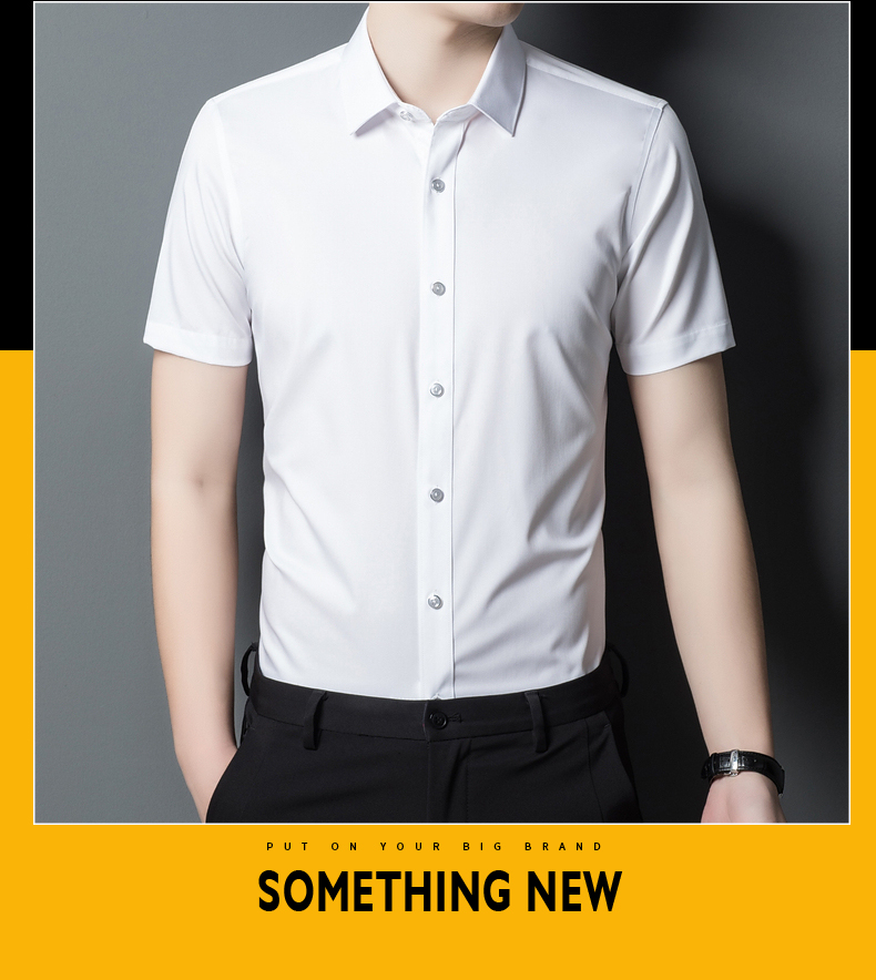 Formal Men's Short Sleeve Business Shirt Solid Color Office Tops Button Down OEM