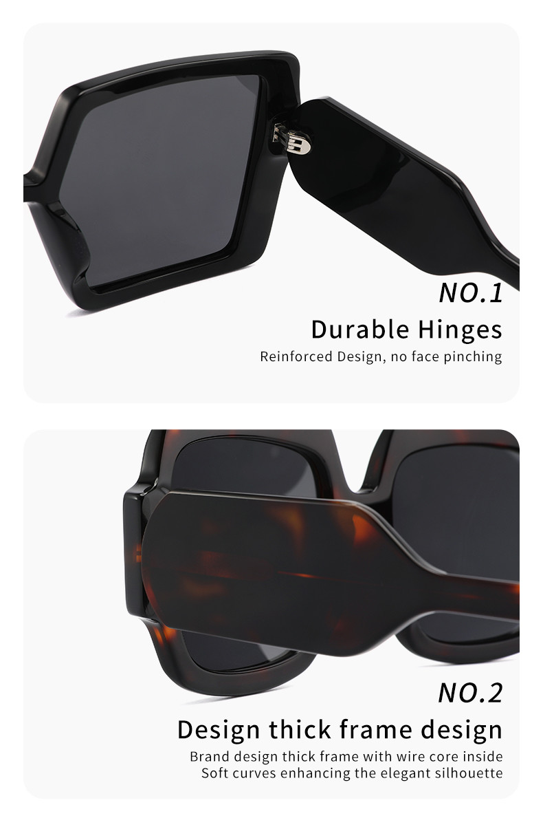 Huge Square Acetate Sunglasses Womens OEM Lightweight Scratch Resistant