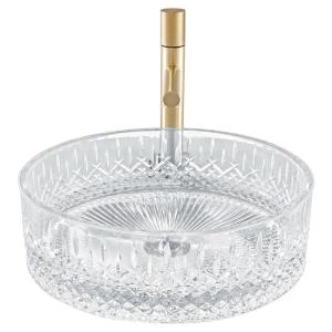 China Transparent Crystal Glass Vessel Basins Ice Prism Countertop Sinks wholesale