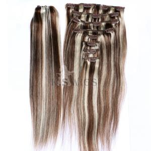 China 8 Piece Clip-on Hair ,100% Human Hair Clip on Hair Extensions wholesale