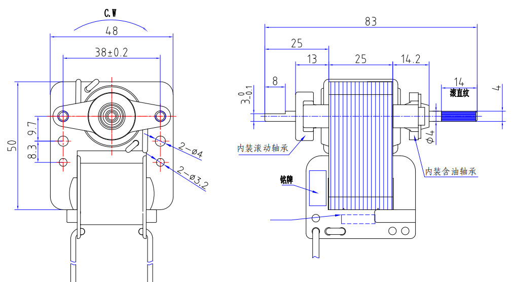 Small Shaded Pole Motor Induction 25mm 230V CL H For Hot Air Oven
