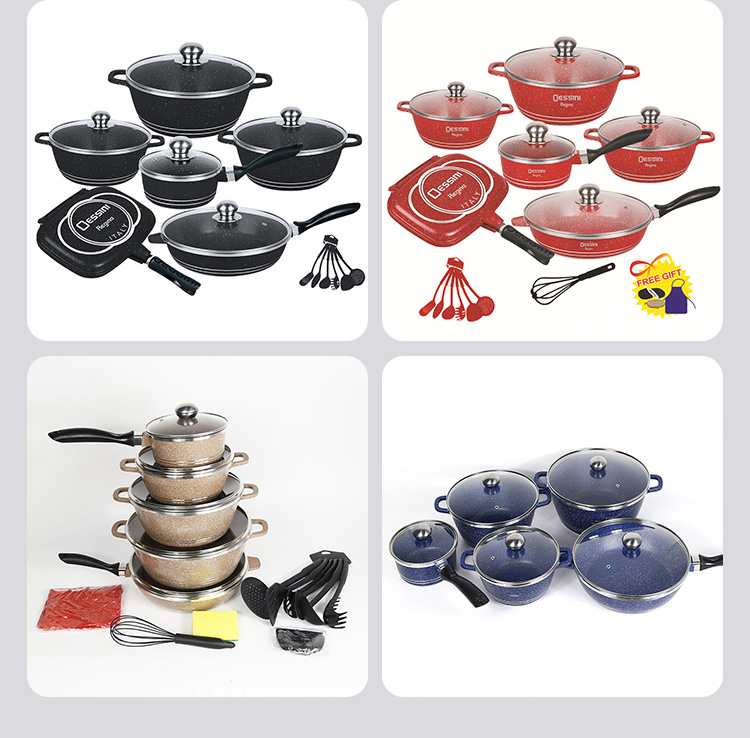 New Arrival 23Pcs Multi-Purpose Aluminum Non-Stick Cooking Pot And Pan Sets With Aluminum Handle